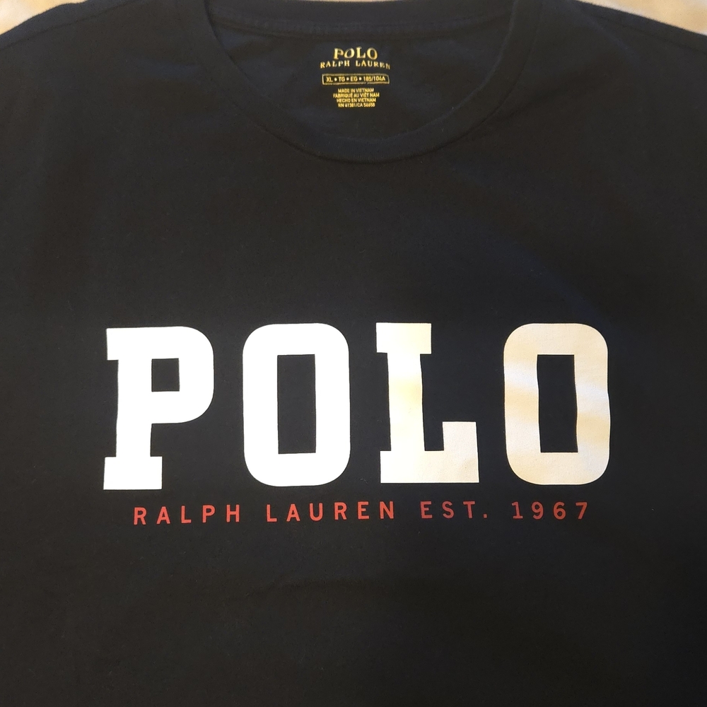Polo by Ralph Lauren Black Tee with White and Red Logo